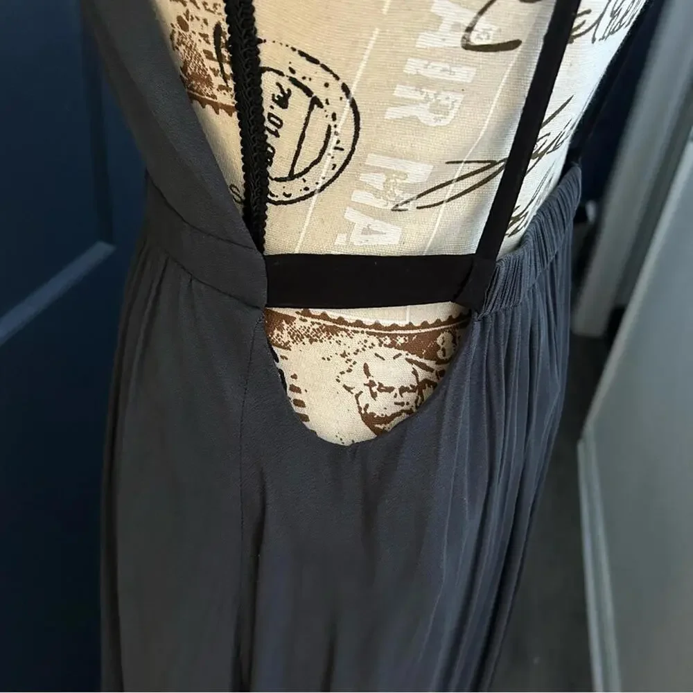 NWOT Free People Charcoal Open Harness Back Goddess Maxi Dress Size 2 - Picture 5 of 9